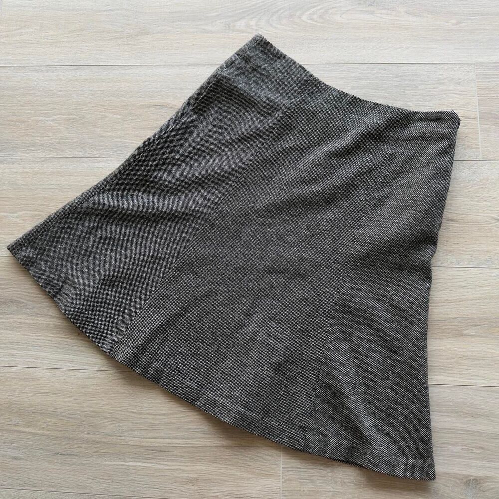 Gap Women's Gray & Black Tweed Midi Skirt Wool Blend sz 8 Academia Twee Preppy